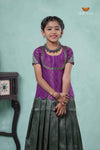 Green Antique String Alpha Traditional Pavadai Sattai For Girls