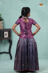 Navy Blue Antique String Alpha Traditional Pavadai Sattai For Girls