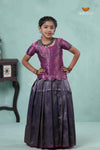 Navy Blue Antique String Alpha Traditional Pavadai Sattai For Girls