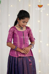 Festive Collection - Navy Blue Copper Rail Pattu Pavadai