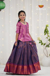 Festive Collection - Navy Blue Copper Rail Pattu Pavadai