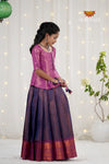 Festive Collection - Navy Blue Copper Rail Pattu Pavadai