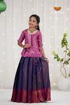Festive Collection - Navy Blue Copper Rail Pattu Pavadai