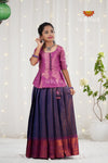 Festive Collection - Navy Blue Copper Rail Pattu Pavadai