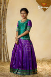 Girls Purple Peacock Parade Pattu Pavadai Langa Designs