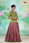 Maroon Antique Garden Pattu Pavadai | Langa Designs