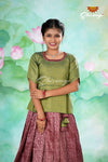 Maroon Antique Garden Pattu Pavadai | Langa Designs