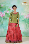 Red Antique Garden Pattu Pavadai | Langa Designs