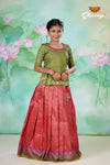 Red Antique Garden Pattu Pavadai | Langa Designs