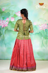 Red Antique Garden Pattu Pavadai | Langa Designs