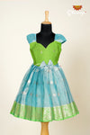 Sky Blue Floating Mango Bhutta Baby Frock