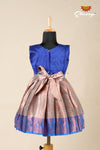 Blue Golden Croton Frock For Kids !!!