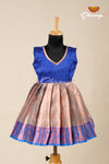 Blue Golden Croton Frock For Kids !!!