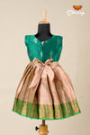 Green Golden Croton Frock For Kids