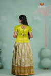 Embroidery Designed Lantana Pattu Pavadai in Parrot Green