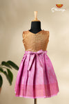 Pink Silver Honey Comb Baby Frock