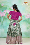 Dark Green Puff Sleeve Satin Diya Over Coat Long Gown For Girls