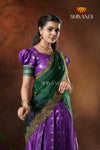 Semi Silk Purple with Green Peacock Parade Half saree !!!