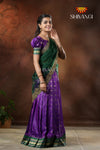 Semi Silk Purple with Green Peacock Parade Half saree !!!