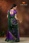 Semi Silk Purple with Green Peacock Parade Half saree !!!