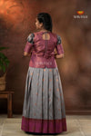 Grey Copper Magizham Pattu Pavadai For Girls