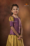 Parrot Green Copper Magizham Pattu Pavadai For Girls