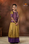 Parrot Green Copper Magizham Pattu Pavadai For Girls