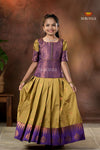 Parrot Green Copper Magizham Pattu Pavadai For Girls