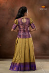 Parrot Green Copper Magizham Pattu Pavadai For Girls