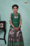 Green Silver Fire Alpha Traditional Pavadai Sattai For Girls