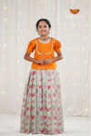 Festive Collection - Green Flower Bouquet Pattu Pavadai