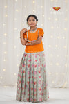 Festive Collection - Green Flower Bouquet Pattu Pavadai