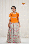 Festive Collection - Green Flower Bouquet Pattu Pavadai