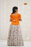 Festive Collection - Green Flower Bouquet Pattu Pavadai