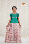 Festive Collection - Pink Flower Bouquet Pattu Pavadai