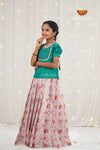 Festive Collection - Pink Flower Bouquet Pattu Pavadai