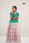 Festive Collection - Pink Flower Bouquet Pattu Pavadai