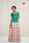 Festive Collection - Pink Flower Bouquet Pattu Pavadai