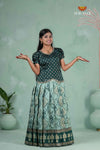 Elegant Dark Green Embroidery Pattu Pavadai for Girls – Traditional Silk Outfit