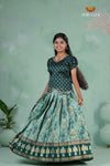 Elegant Dark Green Embroidery Pattu Pavadai for Girls – Traditional Silk Outfit