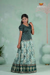 Elegant Dark Green Embroidery Pattu Pavadai for Girls – Traditional Silk Outfit
