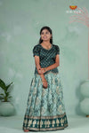 Elegant Dark Green Embroidery Pattu Pavadai for Girls – Traditional Silk Outfit