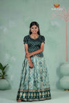 Elegant Dark Green Embroidery Pattu Pavadai for Girls – Traditional Silk Outfit