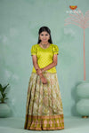 Embroidery Designed Lantana Pattu Pavadai in Parrot Green
