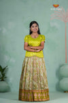 Embroidery Designed Lantana Pattu Pavadai in Parrot Green