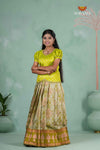 Embroidery Designed Lantana Pattu Pavadai in Parrot Green