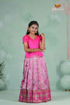 Embroidery Designed Lantana Pattu Pavadai Model in Pink