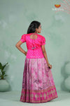 Embroidery Designed Lantana Pattu Pavadai Model in Pink