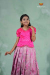 Embroidery Designed Lantana Pattu Pavadai Model in Pink