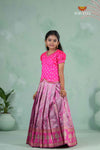 Embroidery Designed Lantana Pattu Pavadai Model in Pink